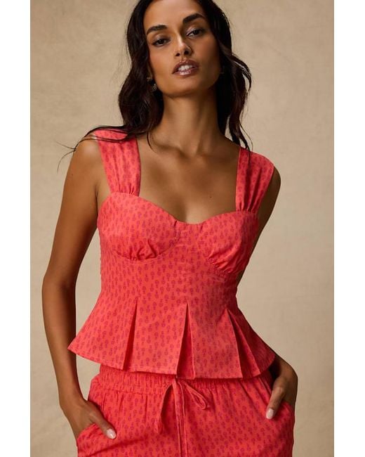 Lulus Red Marion Floral Peplum Top