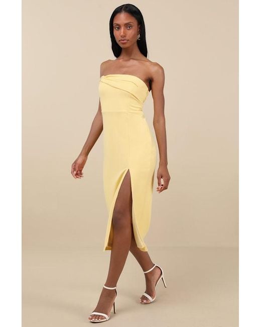 Lulus Natural Twist And Make Up One-Shoulder Bodycon Midi Dress