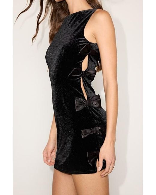 sachin and babi light blue dress ASOS LUXE textured halter mini dress with bow back in cream main image 0