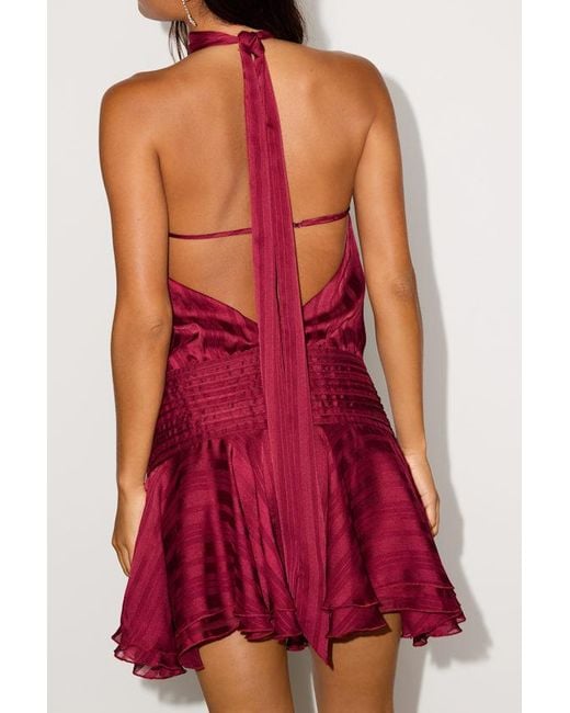 Lulus Red Cass Striped Satin Drop Waist Mini Dress