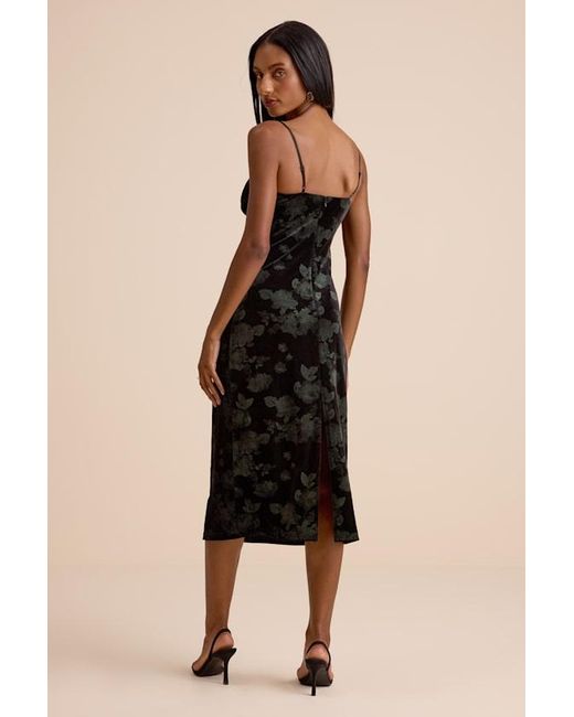 Lulus Natural Areti Velvet Burnout Column Midi Dress