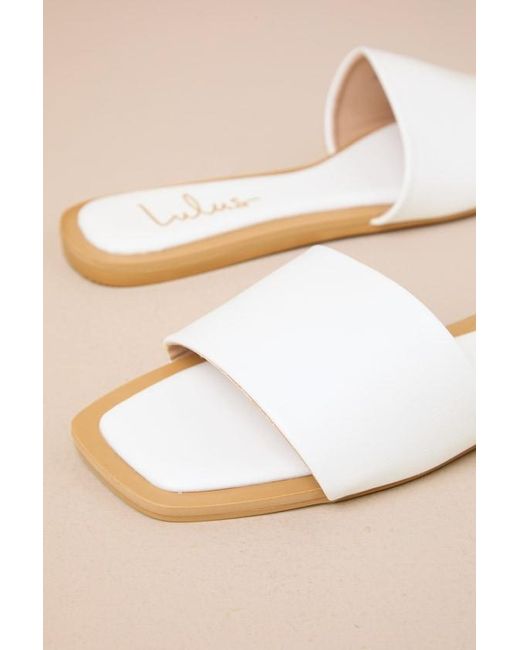 Lulus Natural Brenner Flat Square-Toe Slide Sandals