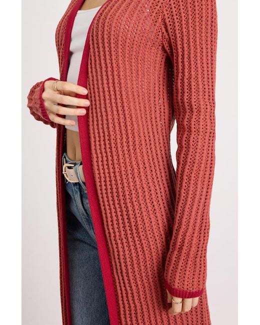 Lulus Red Kaveri Rust Open-Front Duster Cardigan