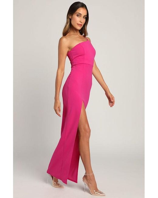 Lulus Pink Keeper Of My Heart One-Shoulder Maxi Dress