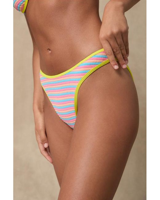 Lulus Brown Chiloe Multi Striped Mid-Rise Bikini Bottoms