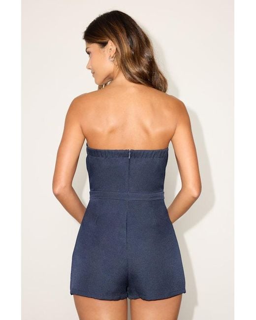 Lulus Blue Opaline Strapless Skort Romper