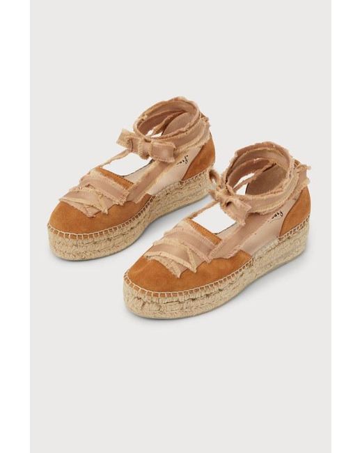 Free People Multicolor Destino Peachy Suede Lace-Up Espadrille Platforms