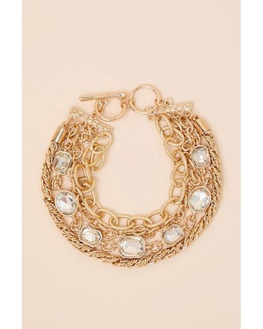 Lulus Natural Dane Rhinestone Layered Bracelet