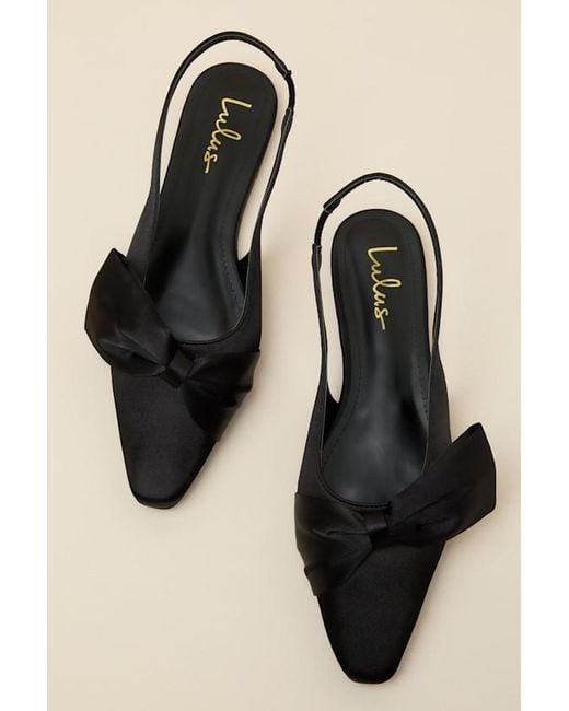 Lulus Natural Kyleigh Satin Bow Slingback Flats