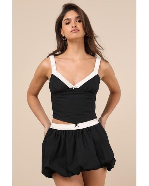 Nia Black Smith Bubble-Hem Mini Skirt