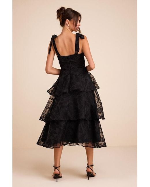 Lulus Natural Glamorous Sweetie Burnout Tie-Strap Bustier Midi Dress