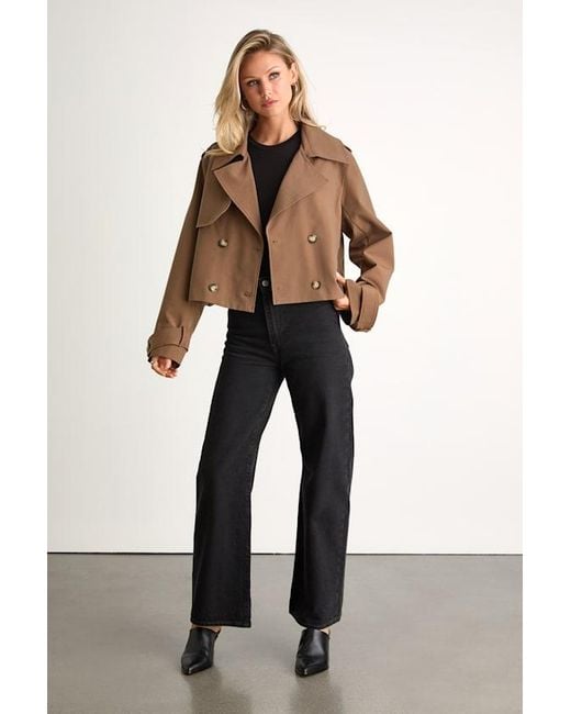 Lulus Natural Donley Double-Breasted Cropped Trench Coat
