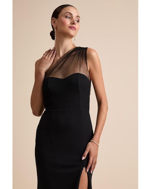 Lulus Black Brayla One-Shoulder Mermaid Maxi Dress