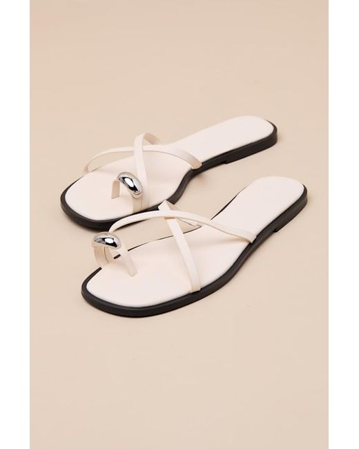 Billini Natural Nya Bone Flat Slide Sandals