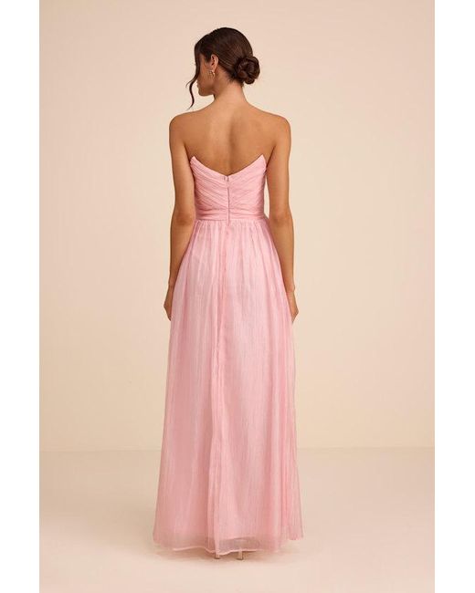 Lulus Pink Rosalind Organza Strapless Maxi Dress