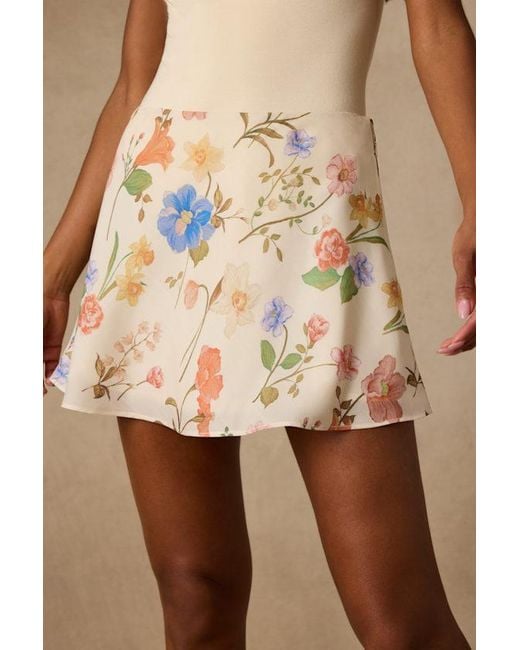 Lulus Natural Solenne Floral High-Rise Mini Skirt