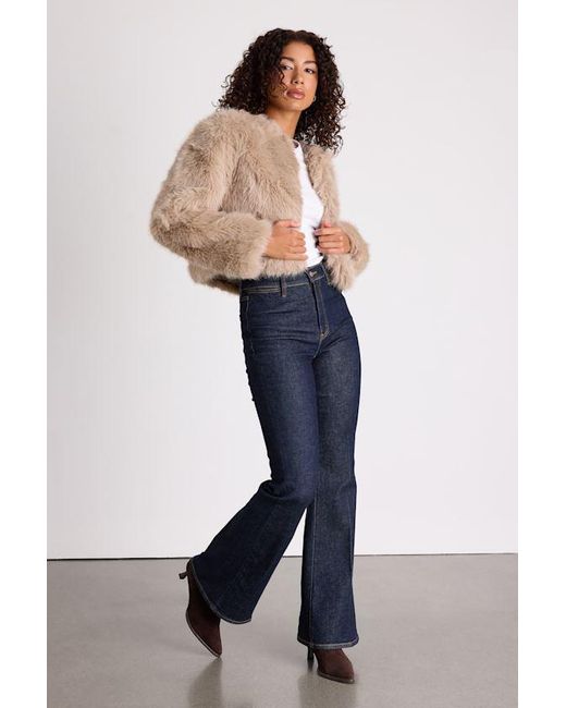 Blank NYC Blue Xylona Faux Fur Cropped Jacket