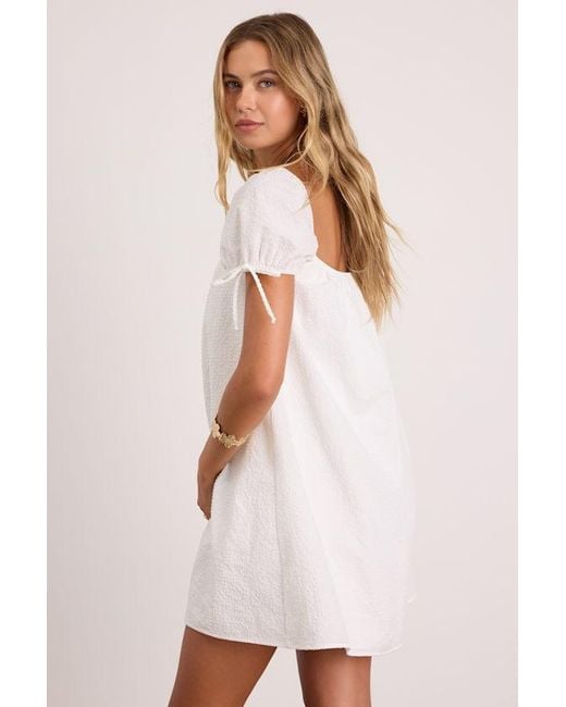 Lulus White Mirela Textured Shift Mini Dress