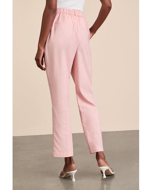 Lulus Pink Sophisticated Company Linen Straight Leg Trousers