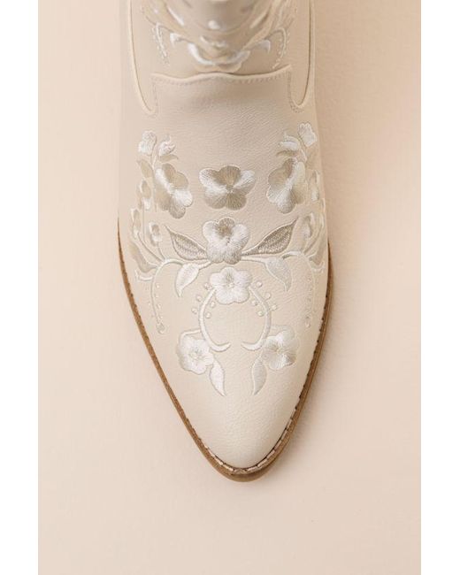 MIA Natural Calico Embroidered Western Ankle Booties