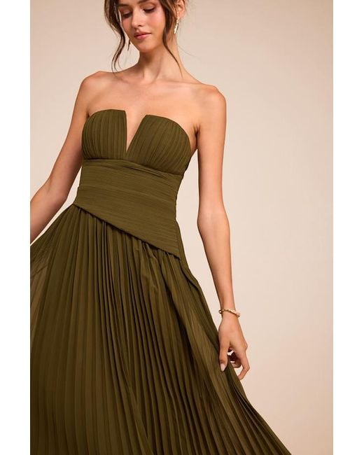 Lulus Natural Zea Pleated Drop Waist Maxi Dress