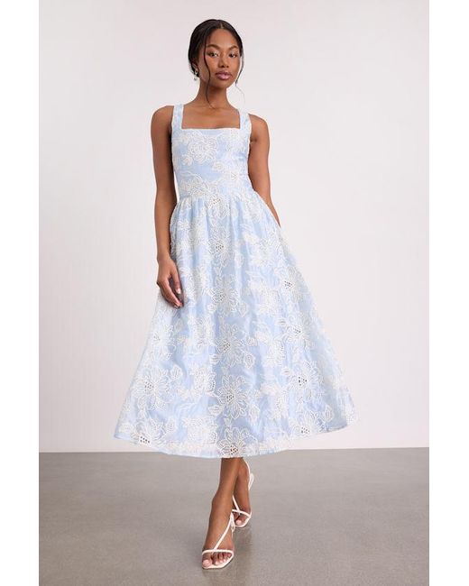 Lulus White Noble Eyelet Embroidered Midi Dress