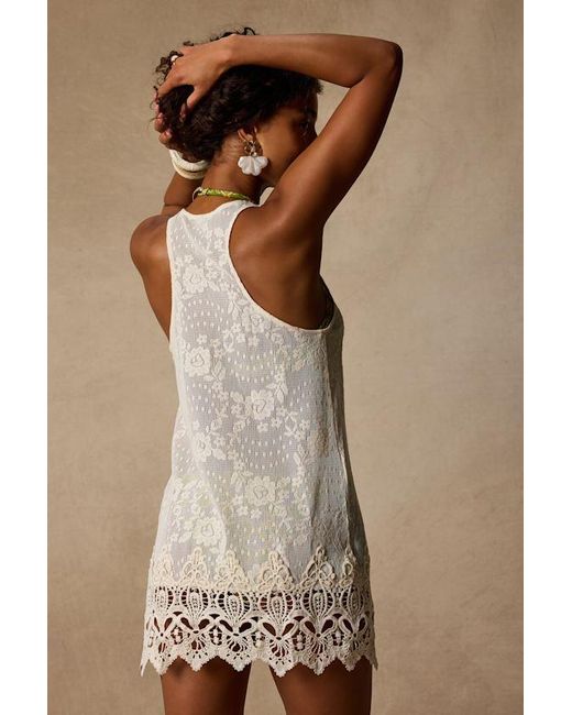 Lulus Brown Sandpiper Crochet Lace Mini Swim Cover-Up