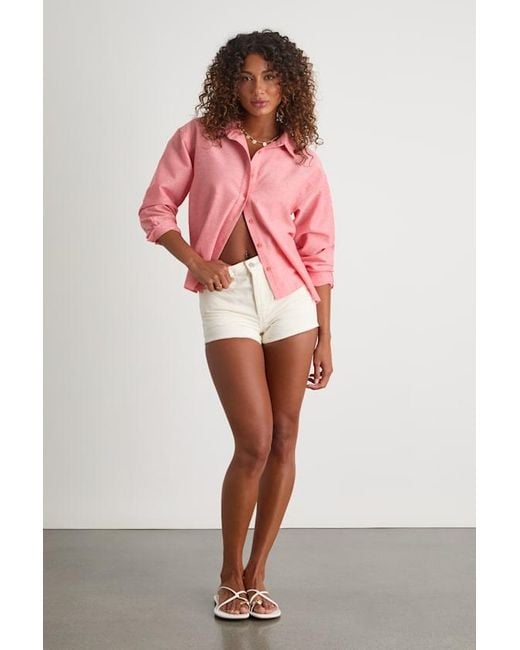Lulus Pink Verena Bright Striped Collared Button-Up Top