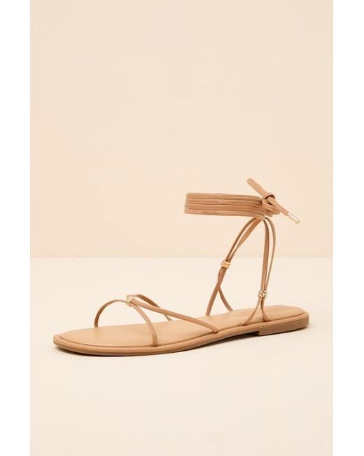 Lulus Natural Emory Lace-Up Sandals