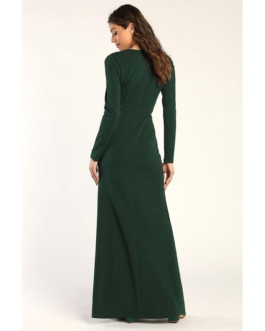 Lulus Green Going For The Wow Long Sleeve Cutout Maxi Dress