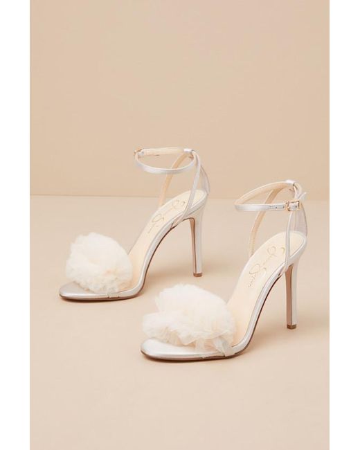 Jessica Simpson Natural Jilria Soft Satin Ankle Strap High Heel Sandals
