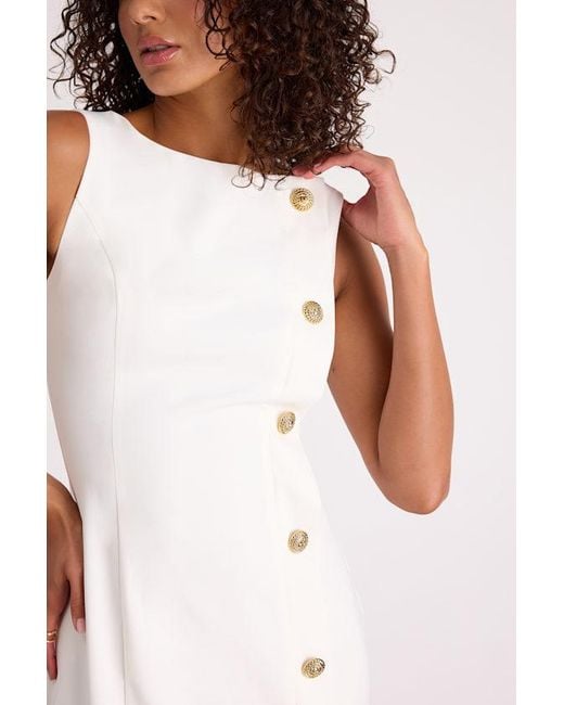 Lulus White Paedyn Boat Neck Side-Button Mini Dress
