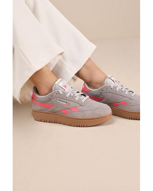 Reebok Women's Pink Club C Double Revenge Gritty Suede Leather
