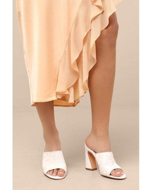 Lulus Natural Callixta Lace High Heel Slide Sandals