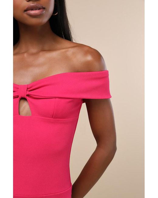 Lulus Pink Wylah Off-The-Shoulder Cutout Bodysuit