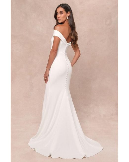 Lulus Natural Arienne Off-The-Shoulder Mermaid Maxi Dress