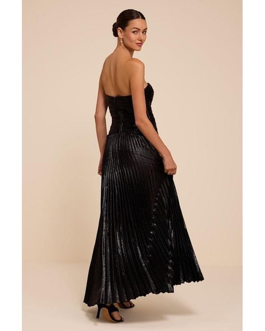 Lulus Black Charlene Pleated Strapless Maxi Dress