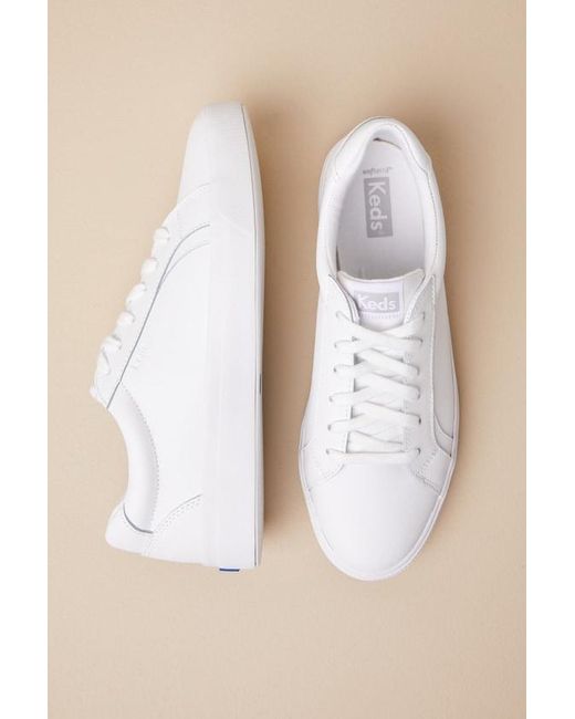Keds Natural Pursuit Leather Lace-Up Sneakers