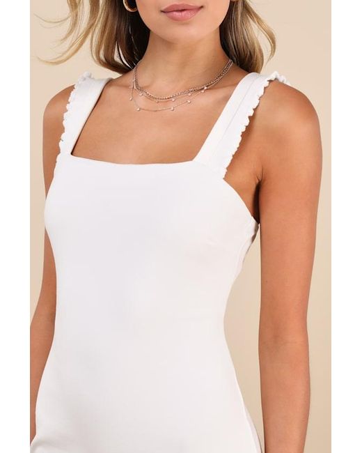 Lulus Natural Persuasion Ruffled Bodycon Midi Dress