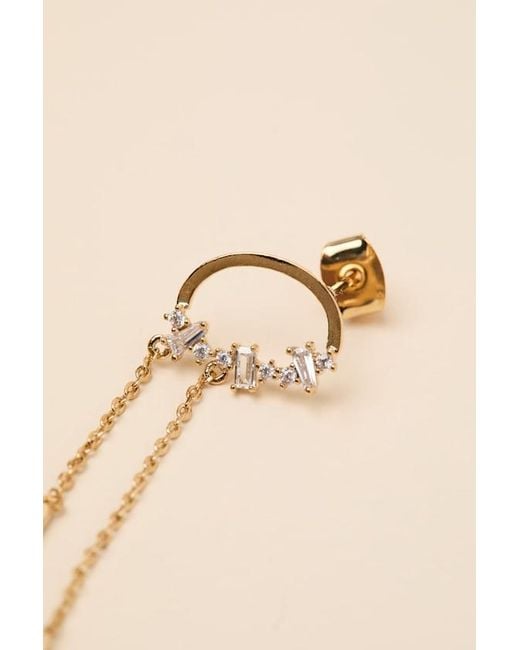 Lulus Natural Clea 14Kt Rhinestone Chain Drop Earrings