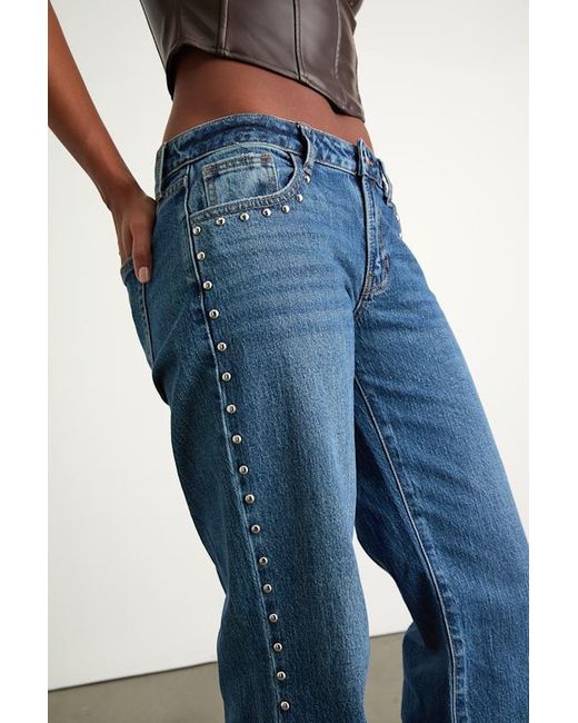 Just Black Blue Kastela Dark Wash Studded Low-Rise Jeans