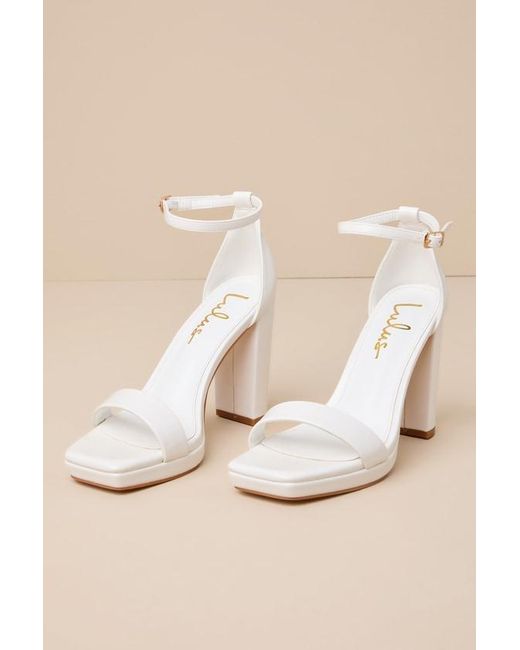 Lulus Natural Signie Square-Toe Platform Ankle Strap Heels