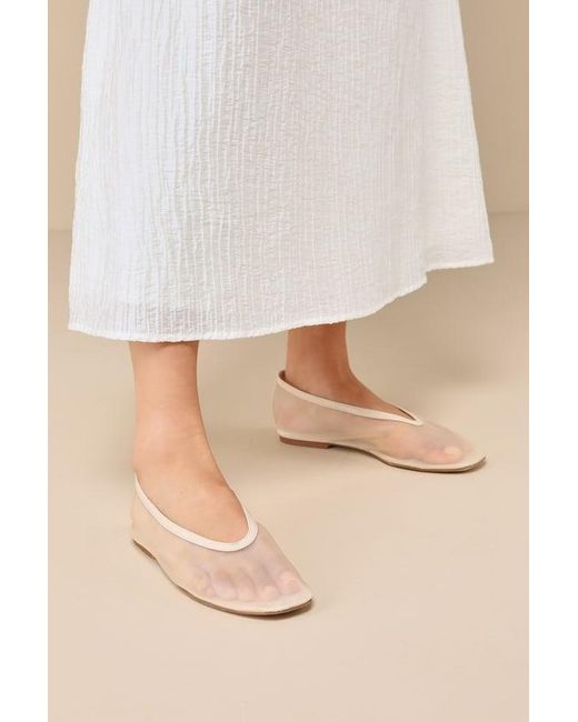 Lulus Natural Aldan Sheer Mesh Ballet Flats