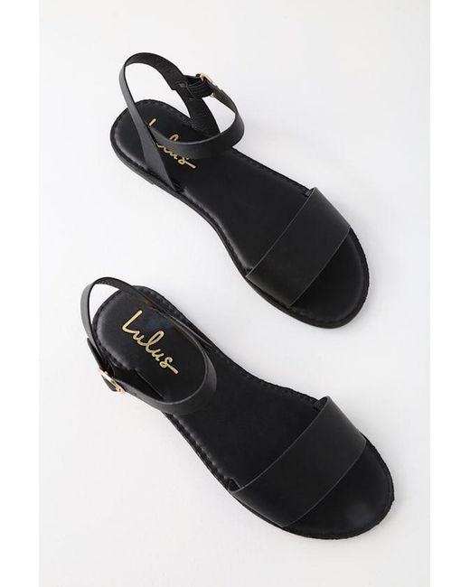 Lulus Black Hearts And Hashtags Flat Sandals