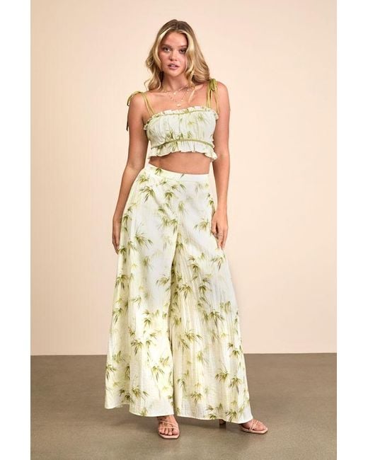Lulus Natural Alvima Multi Leaf Print Tie-Strap Cami Top