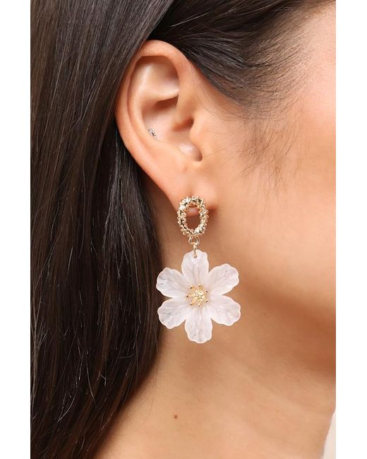 Lulus Black Edlyn Flower Statement Earrings