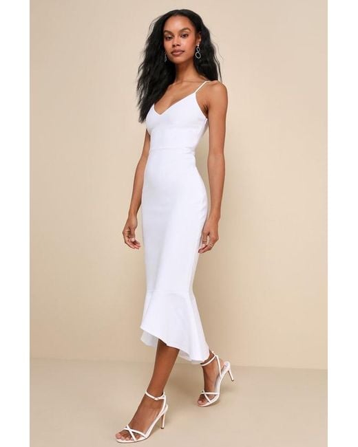 Lulus Natural Stun Like Me Bodycon Trumpet Hem Midi Dress
