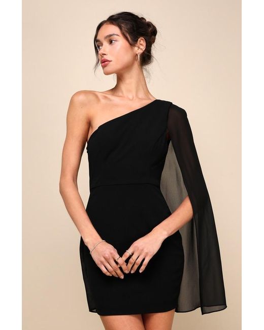 One shoulder dress with cape hotsell