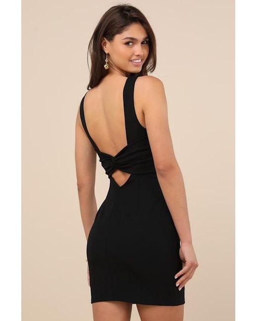 Lulus Black Devoted Lover Backless Knotted Bodycon Mini Dress