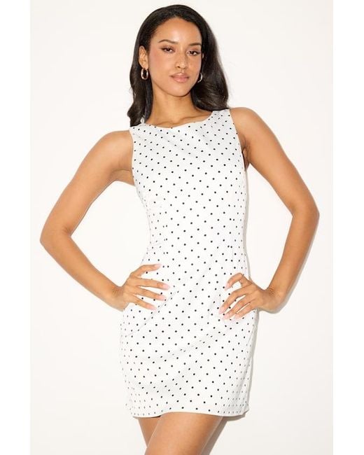 Lulus White Elevated Appearance Polka Dot Satin Open Back Mini Dress